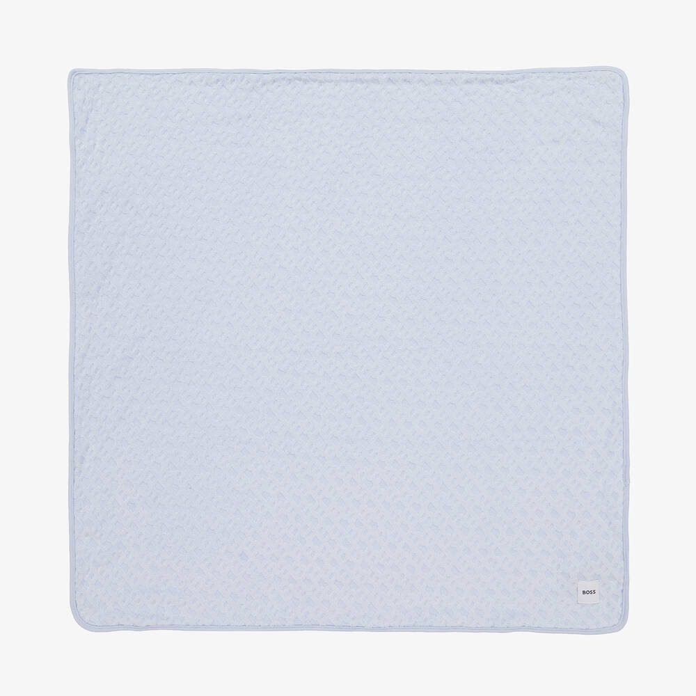 BOSS - Blue Terry Jacquard Blanket (74cm) | Childrensalon