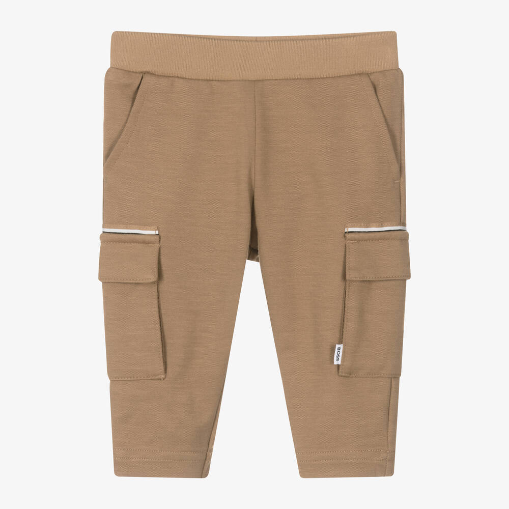 BOSS - Boys Beige Viscose Cargo Trousers | Childrensalon