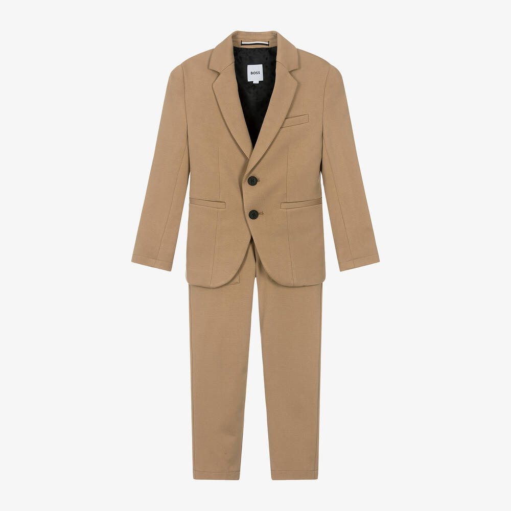 BOSS - Boys Beige Viscose Jersey Suit | Childrensalon