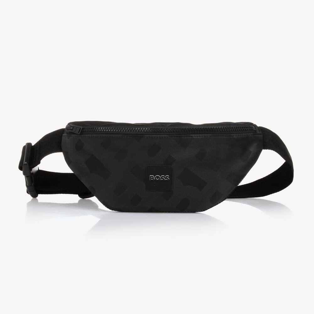 BOSS - حقيبة حزام كانفاس لون أسود للأولاد (27 سم) | Childrensalon