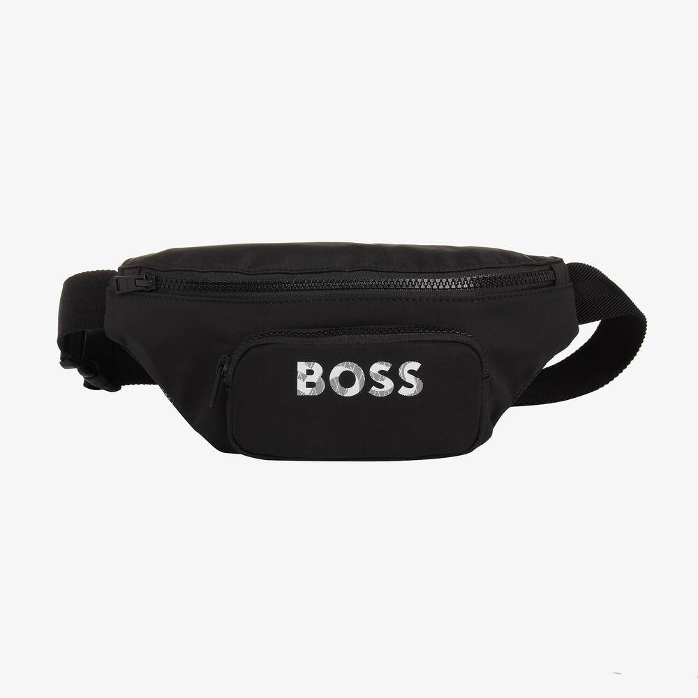 BOSS - Boys Black Belt Bag (27cm) | Childrensalon