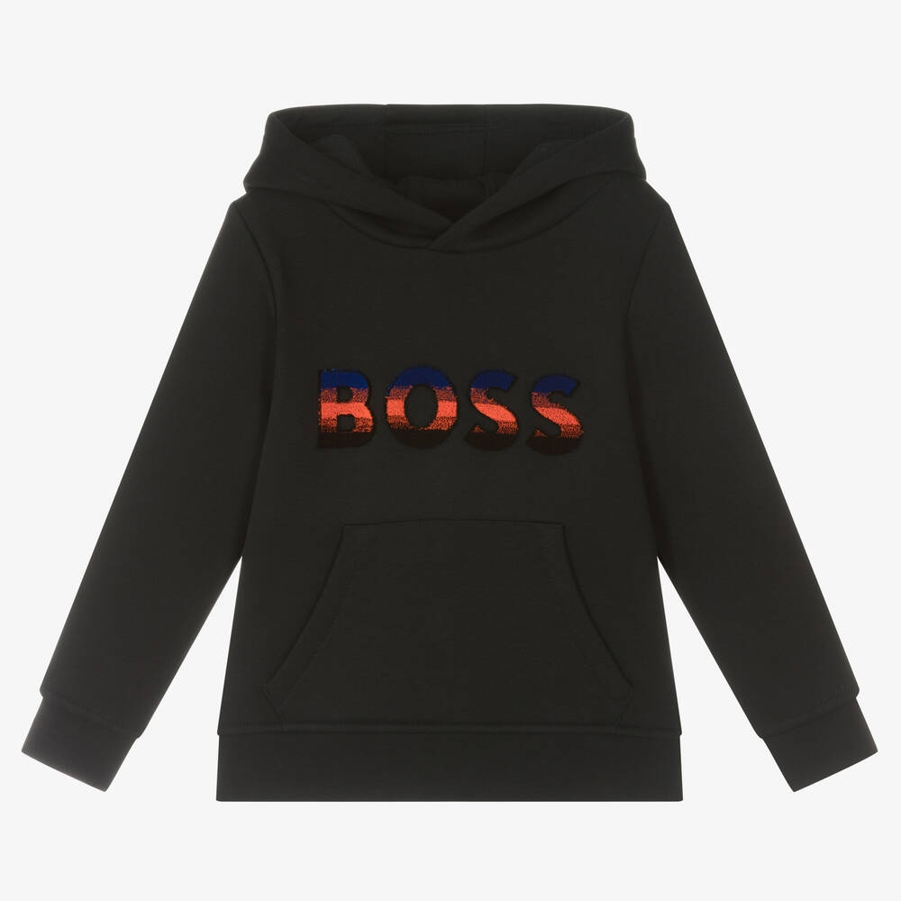 Hugo Boss Kids' Boss Boys Black Cotton Hoodie