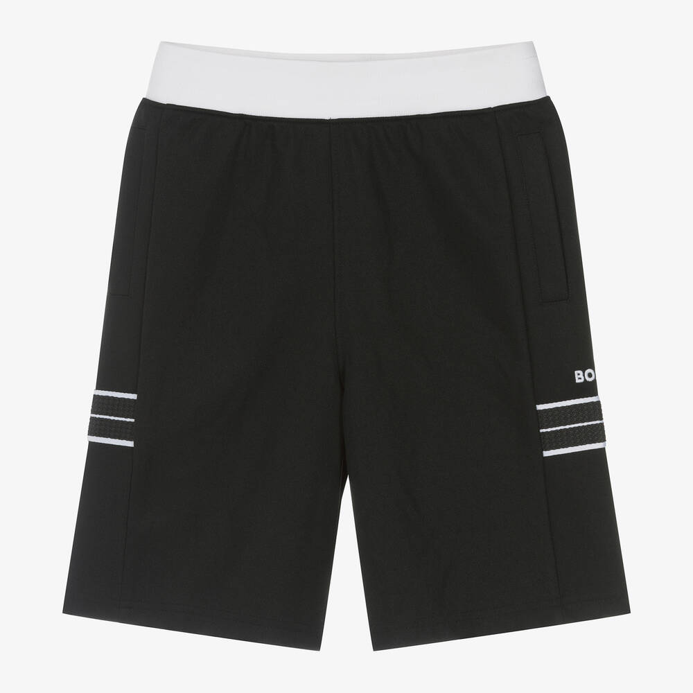 BOSS - Boys Black Cotton Jersey Shorts | Childrensalon