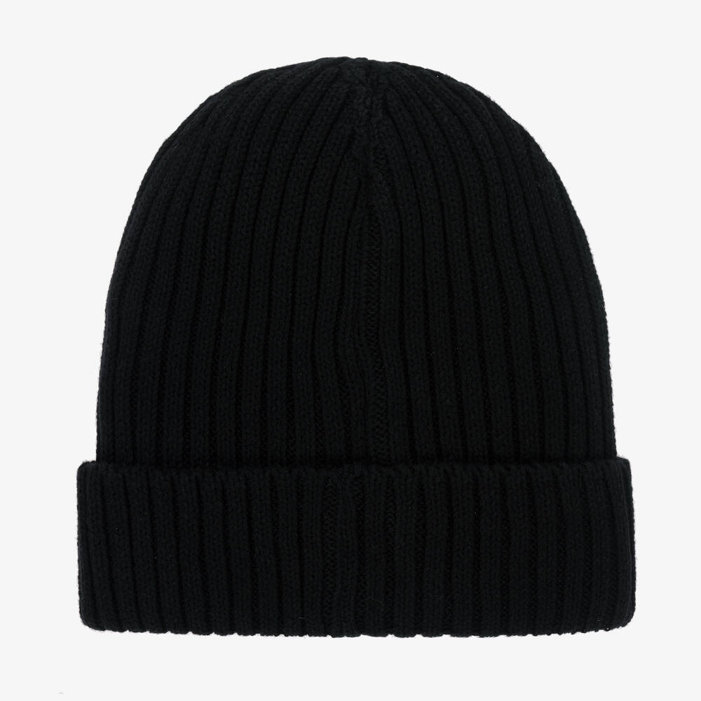 BOSS - Boys Black Cotton Knit Beanie Hat