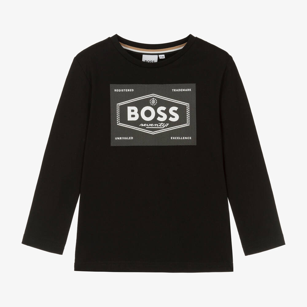 BOSS -  توب Original 1977 قطن لون أسود للأولاد | Childrensalon