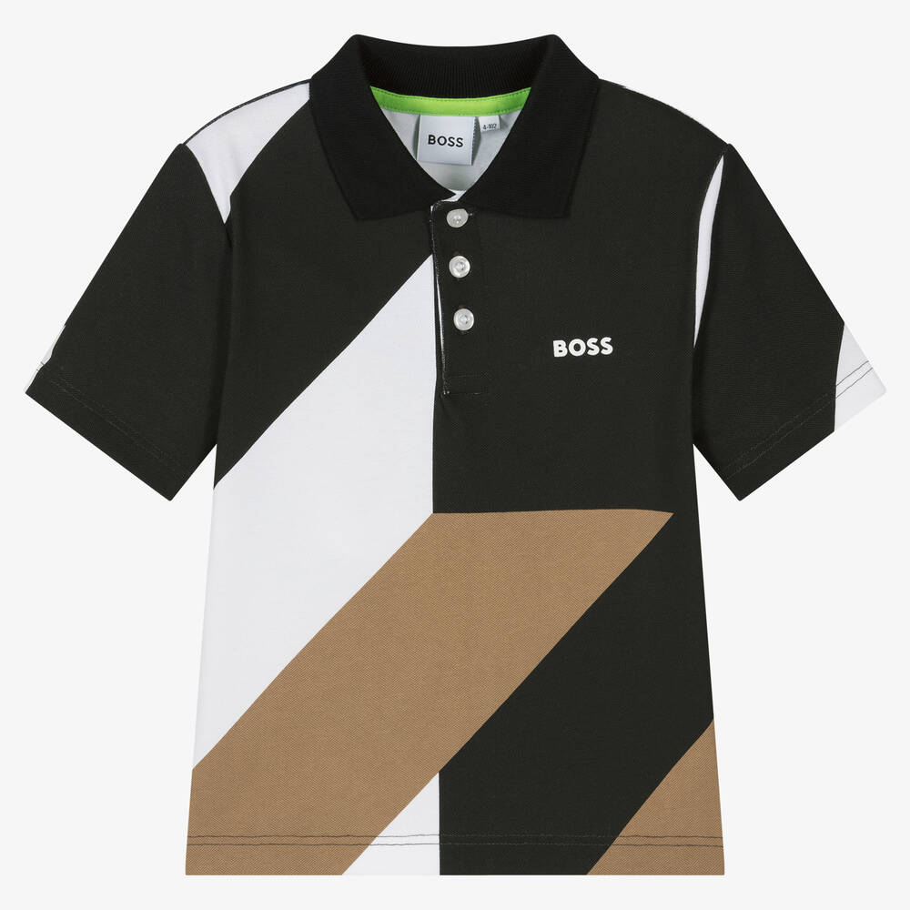 BOSS - Schwarzes Baumwoll-Poloshirt | Childrensalon