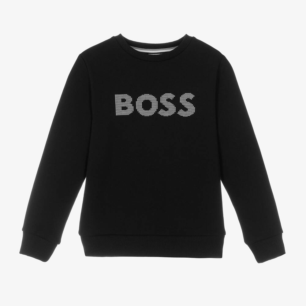 BOSS - Boys Black Cotton Sweatshirt | Childrensalon