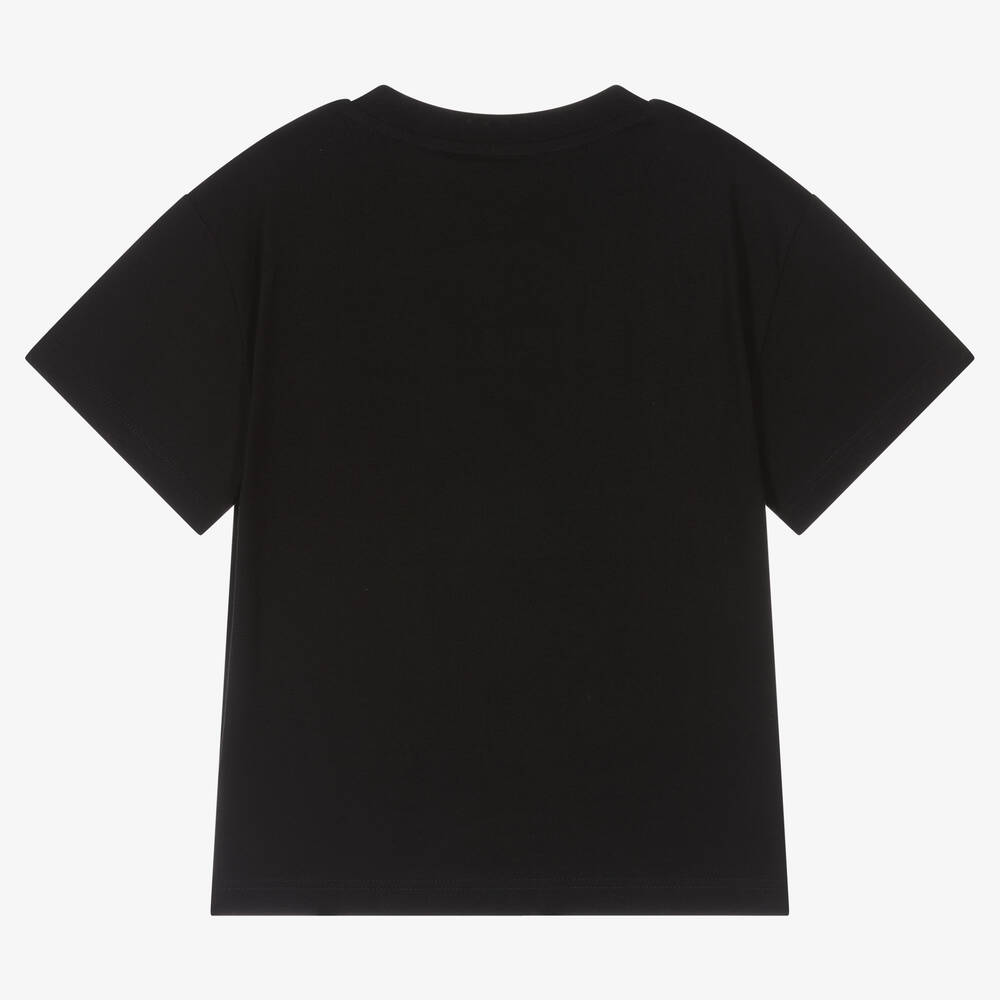 BOSS - Boys Black Cotton T-Shirt | Childrensalon