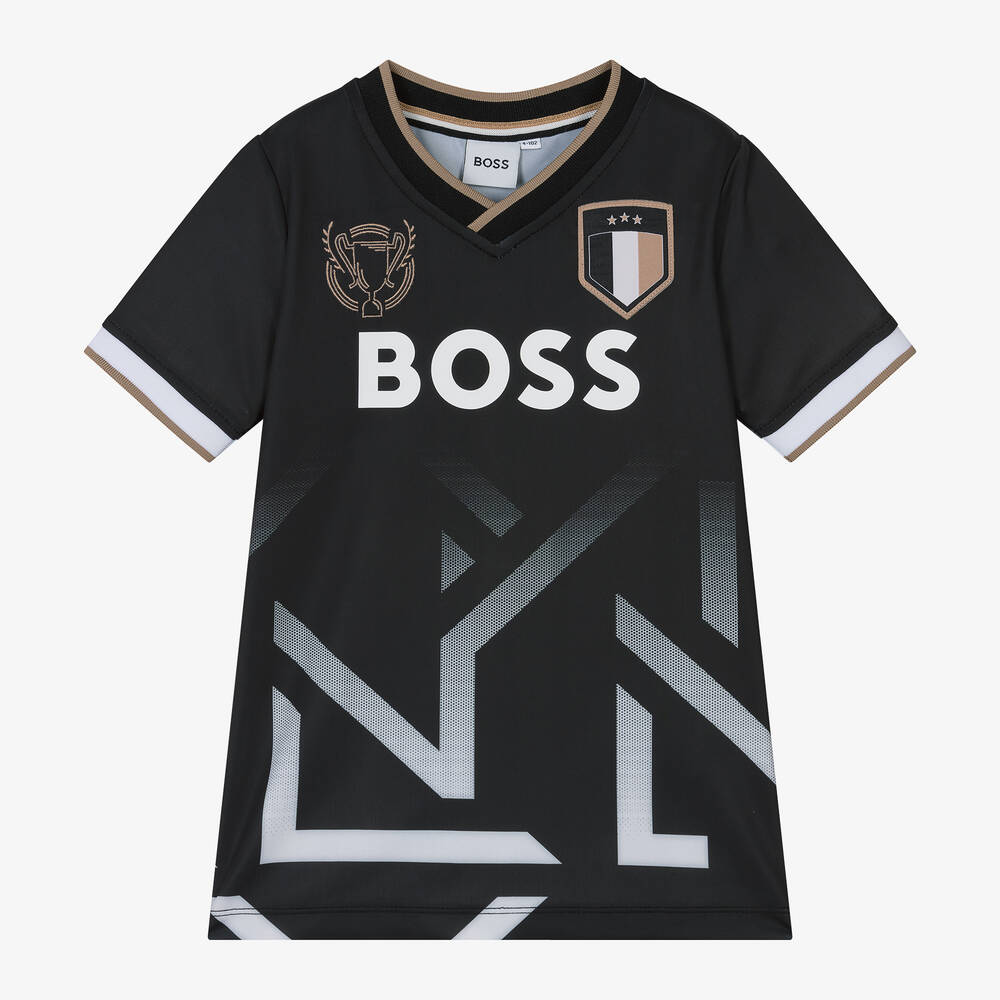 Hugo Boss Kids' Boss Boys Black Football T-shirt