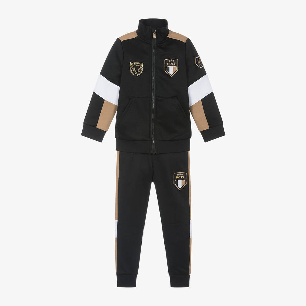 BOSS - بدلة رياضية لكرة القدم جيرسي لون أسود للأولاد | Childrensalon