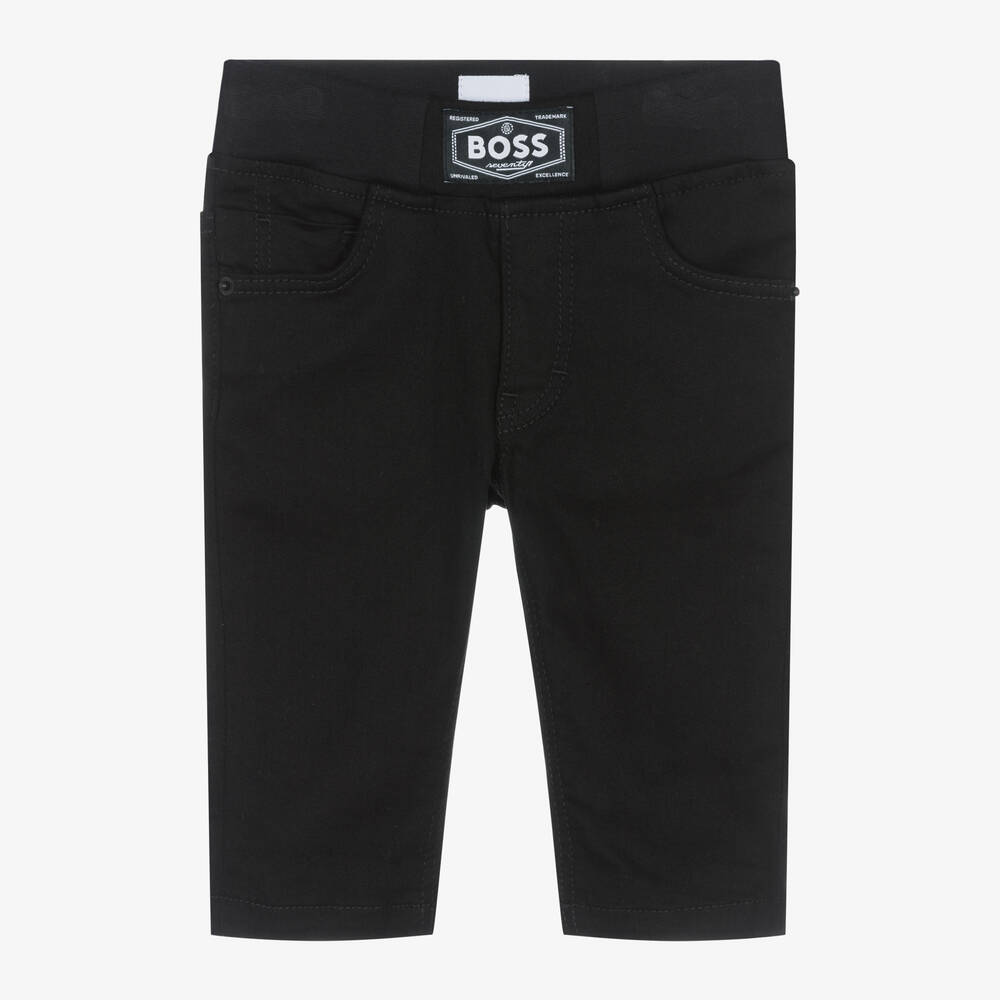 BOSS - Boys Black Jersey Denim Jeans | Childrensalon