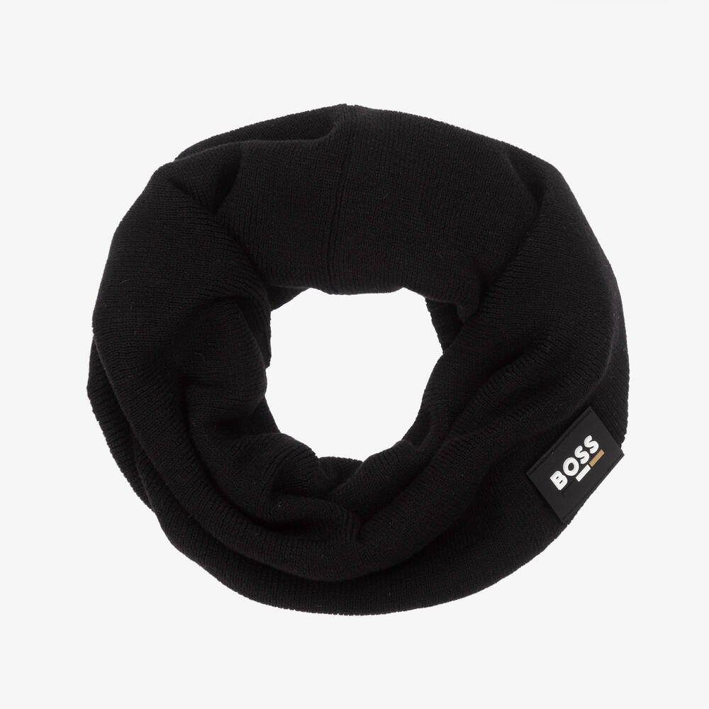 BOSS - Boys Black Knitted Snood | Childrensalon