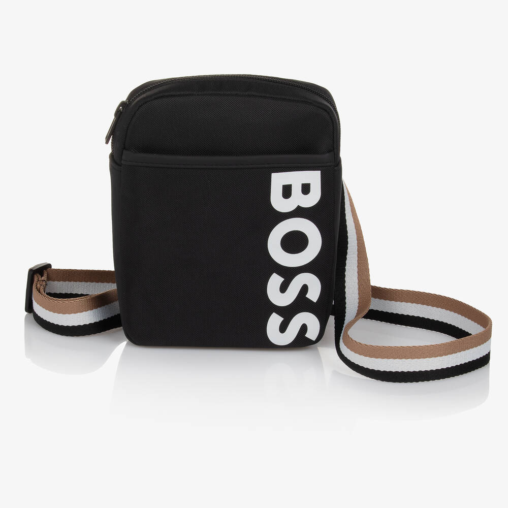 BOSS - حقيبة مسنجر كانفاس لون أسود للأولاد (19 سم) | Childrensalon