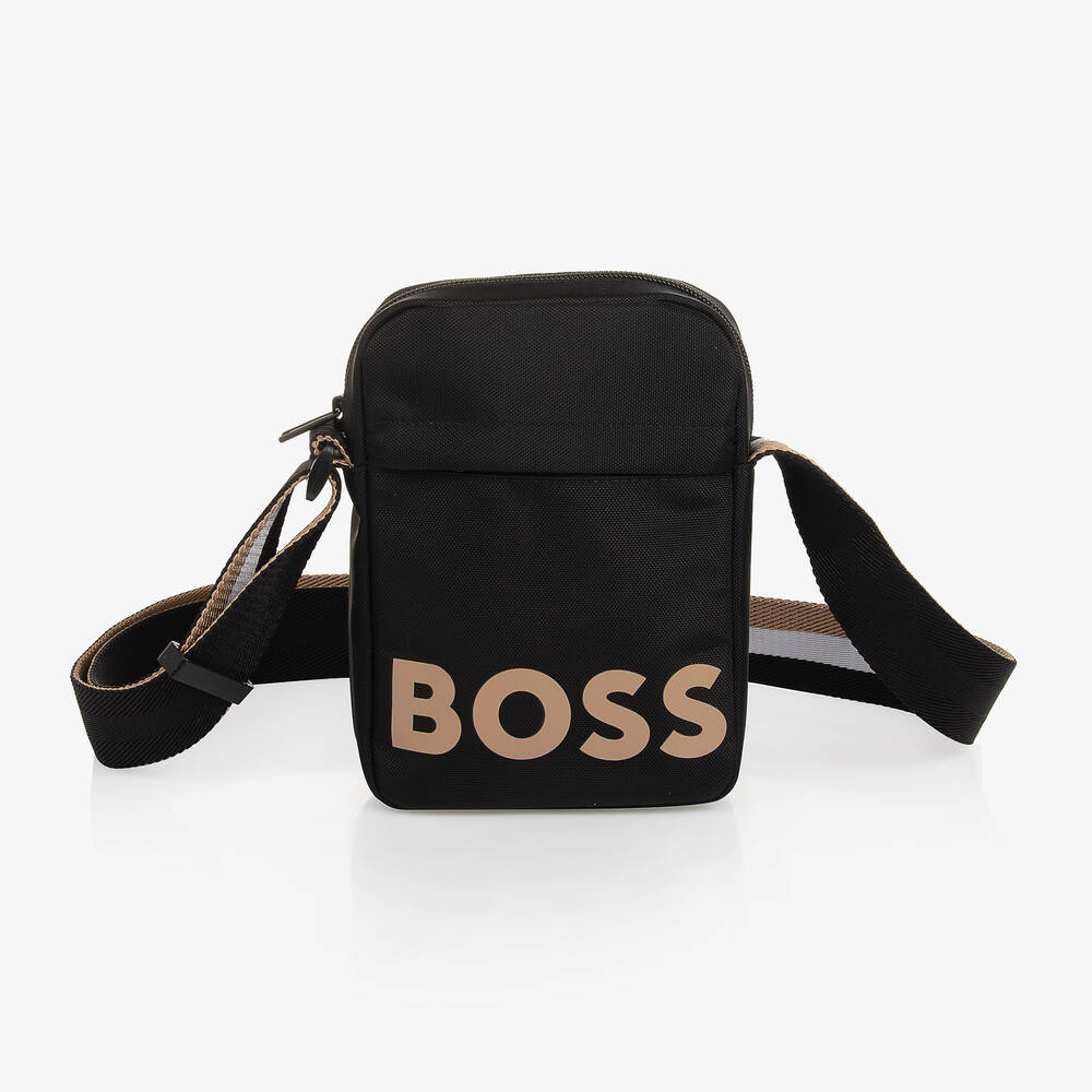 BOSS - Boys Black Messenger Bag (19cm) | Childrensalon