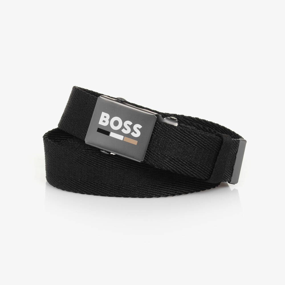 BOSS - Boys Black Woven Belt | Childrensalon