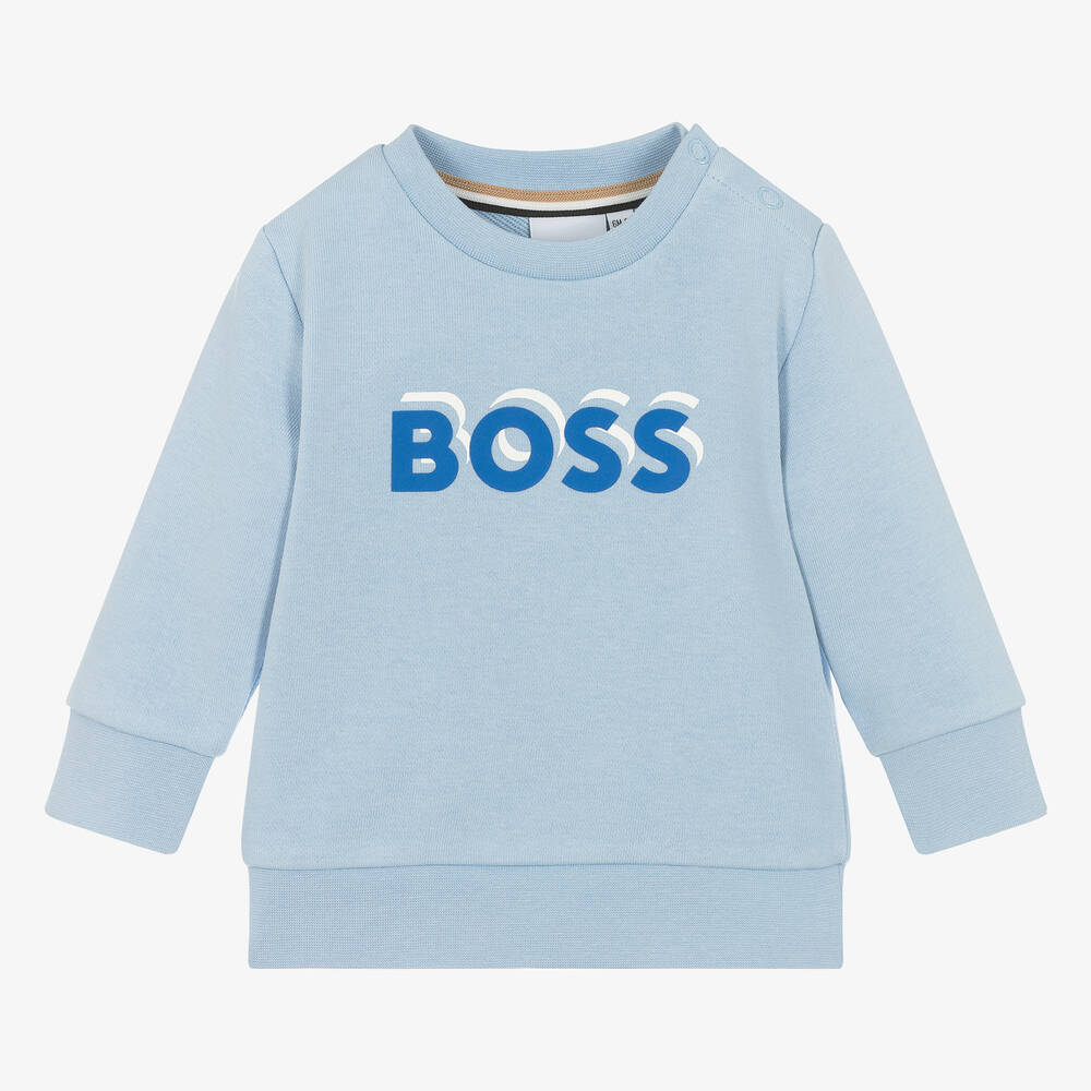 BOSS - Boys Blue Cotton 3D Sweatshirt | Childrensalon