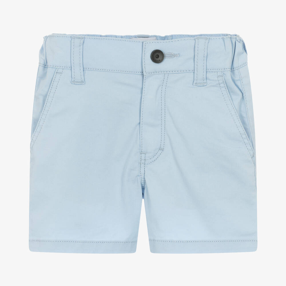 BOSS - Boys Blue Cotton Chino Shorts | Childrensalon