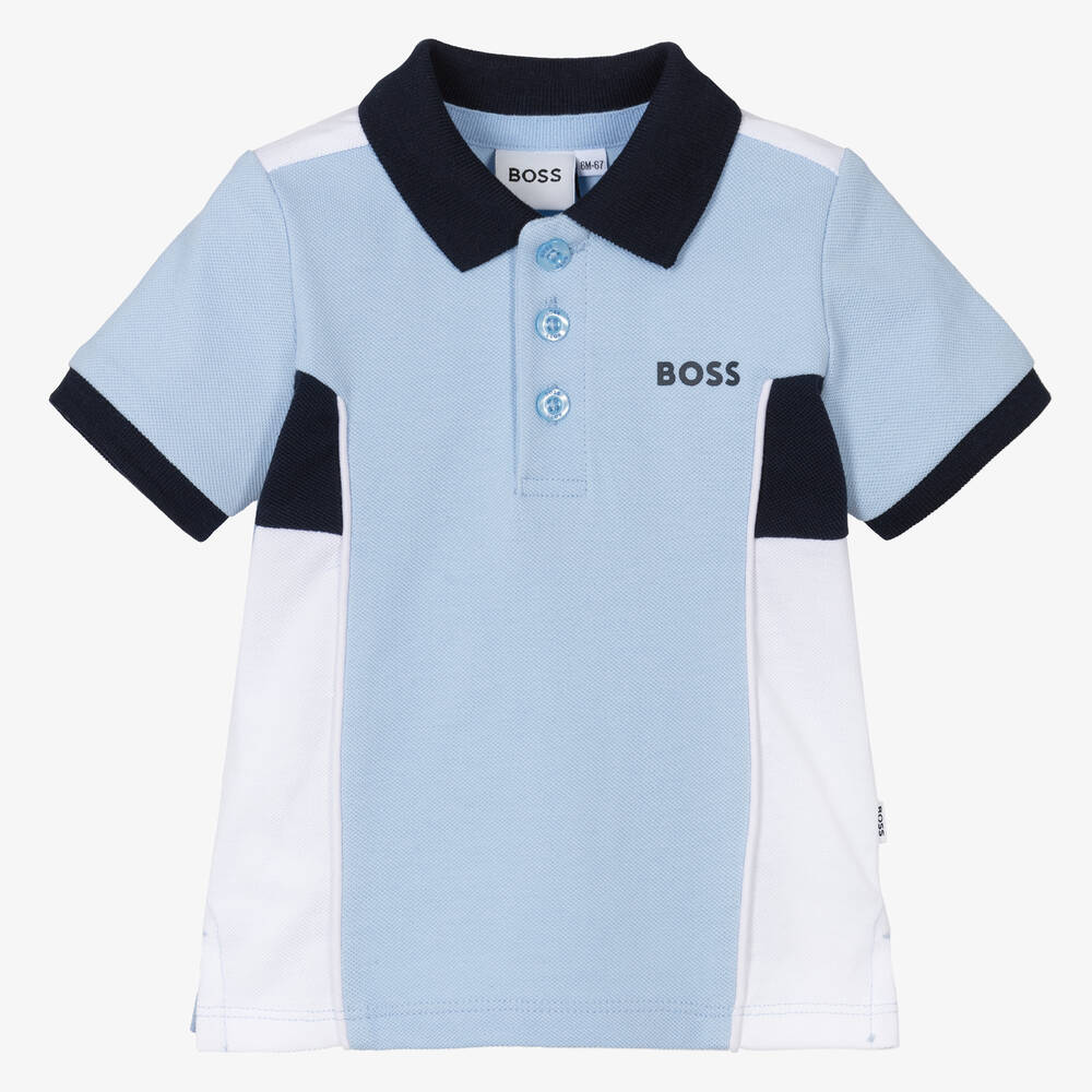 Hugo Boss Babies' Boss Boys Blue Cotton Polo Shirt