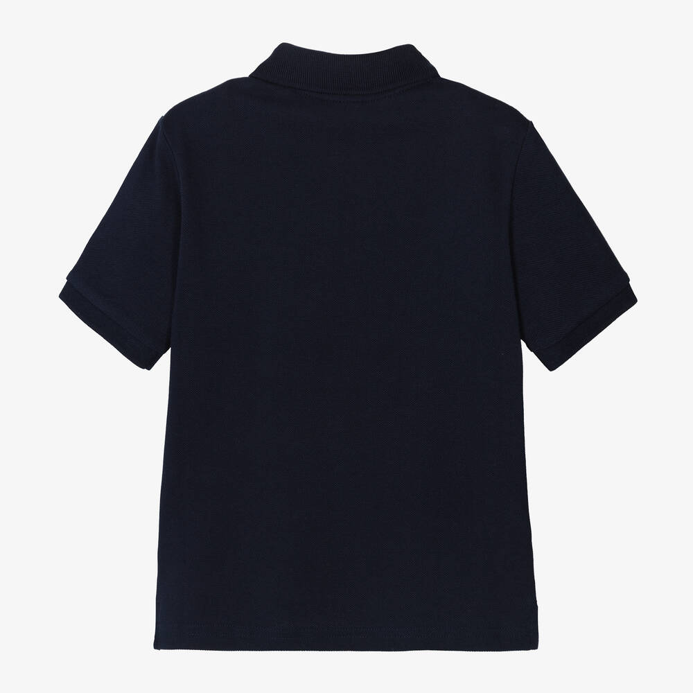 BOSS - Boys Blue Cotton Polo Shirt | Childrensalon