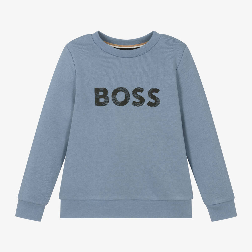 BOSS - Boys Blue Cotton Sweatshirt | Childrensalon