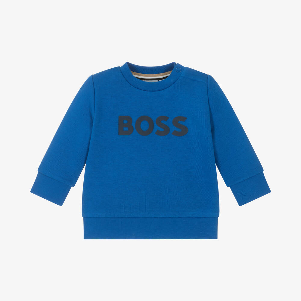 BOSS - Boys Blue Cotton Sweatshirt | Childrensalon