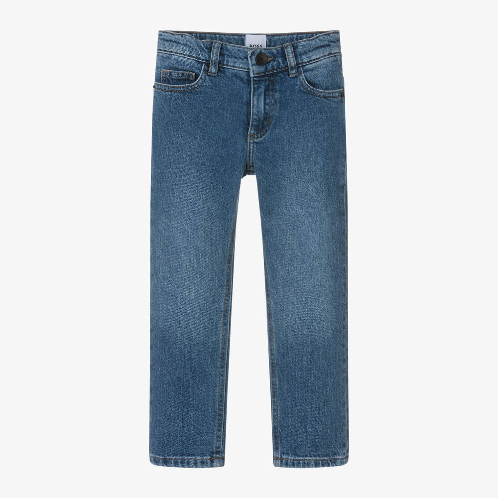 BOSS - Синие зауженные джинсы для мальчиков | Childrensalon