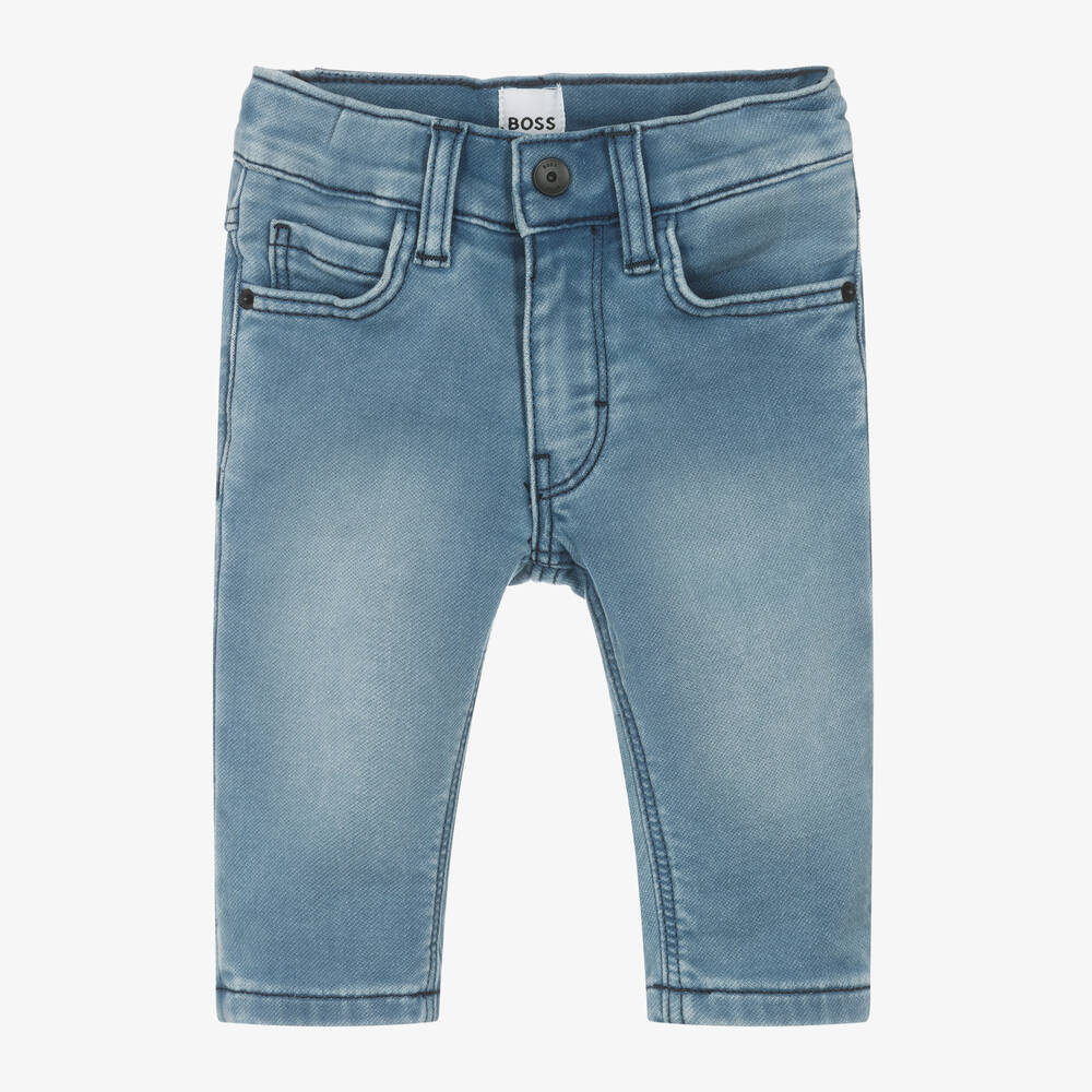BOSS - Boys Blue Jersey Denim Jeans | Childrensalon