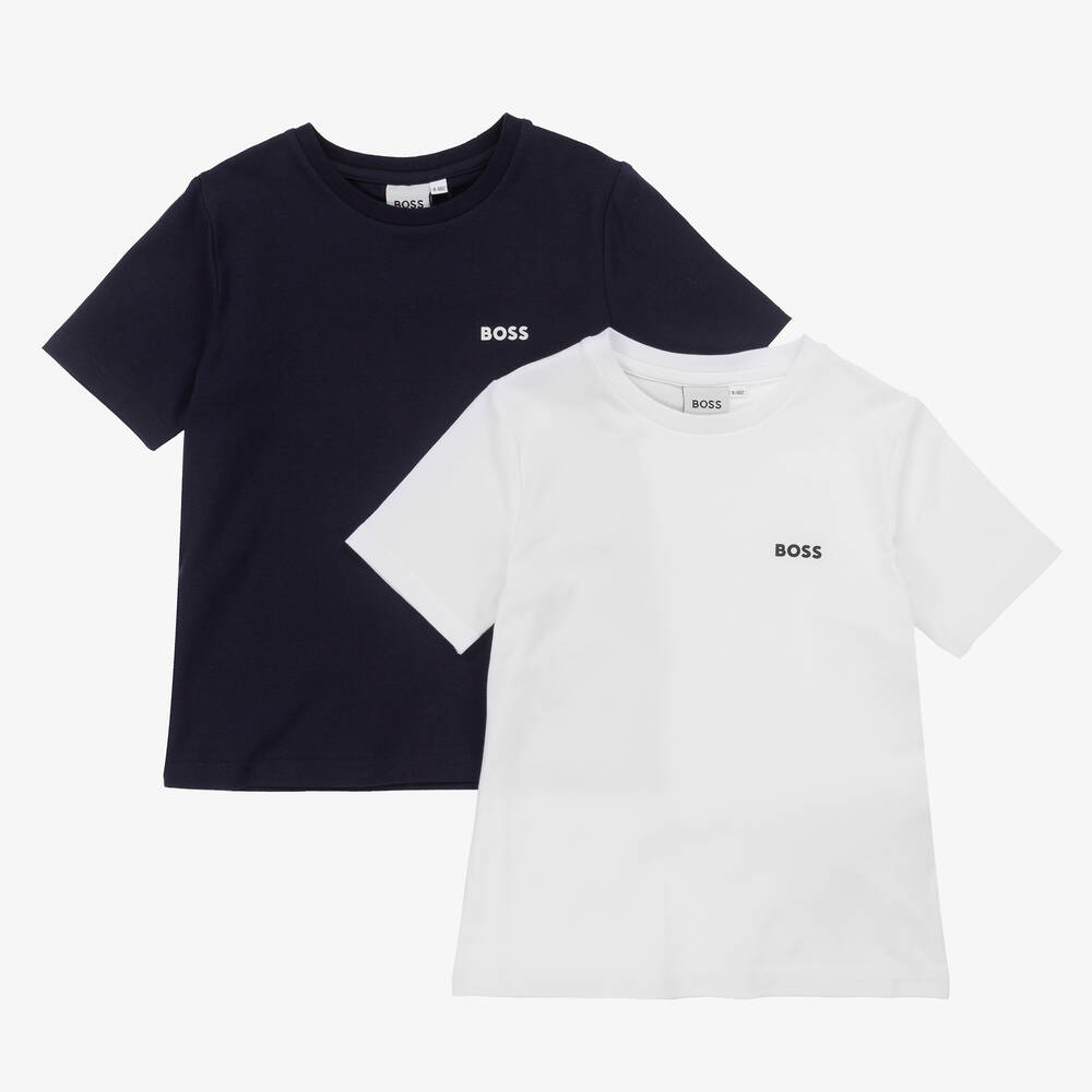 BOSS - Boys Blue & White T-Shirts (2 Pack) | Childrensalon