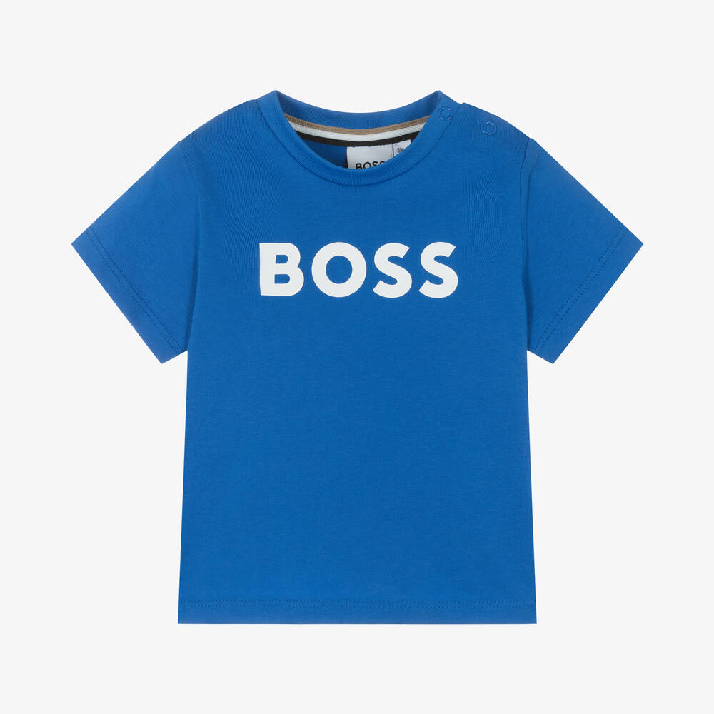 BOSS - Boys Bright Blue Cotton T-Shirt | Childrensalon