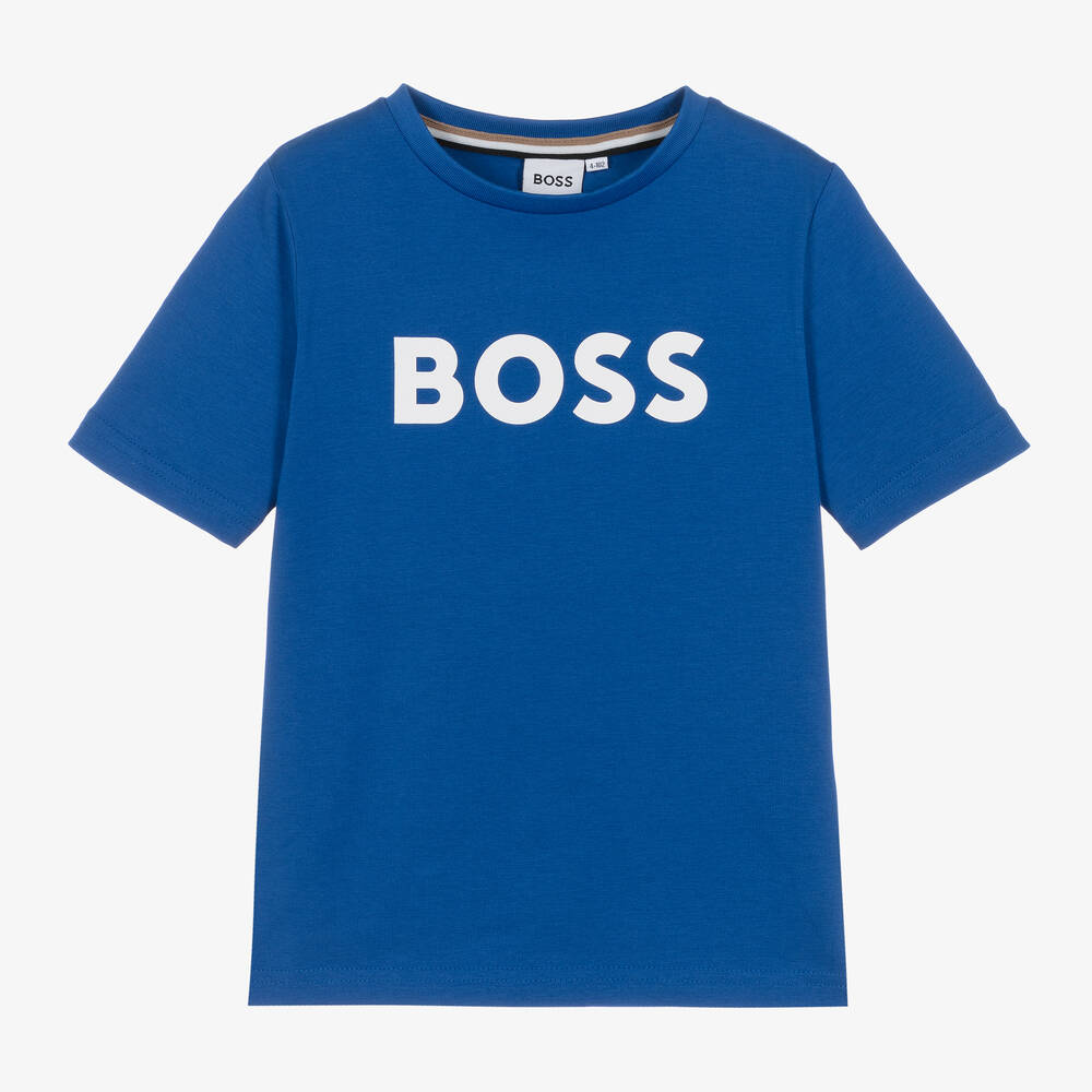 BOSS - Boys Cobalt Blue Cotton T-Shirt | Childrensalon