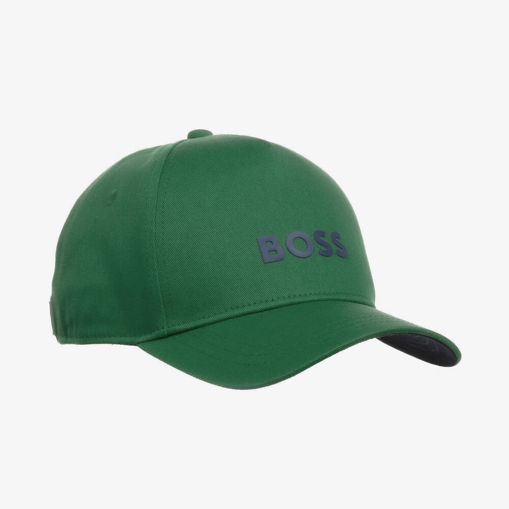 BOSS - Boys Forest Green Cotton Cap | Childrensalon