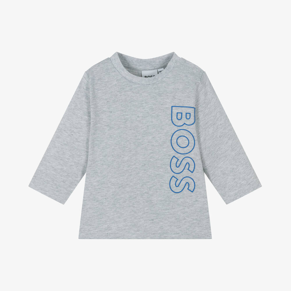 BOSS - Boys Grey Cotton Top | Childrensalon