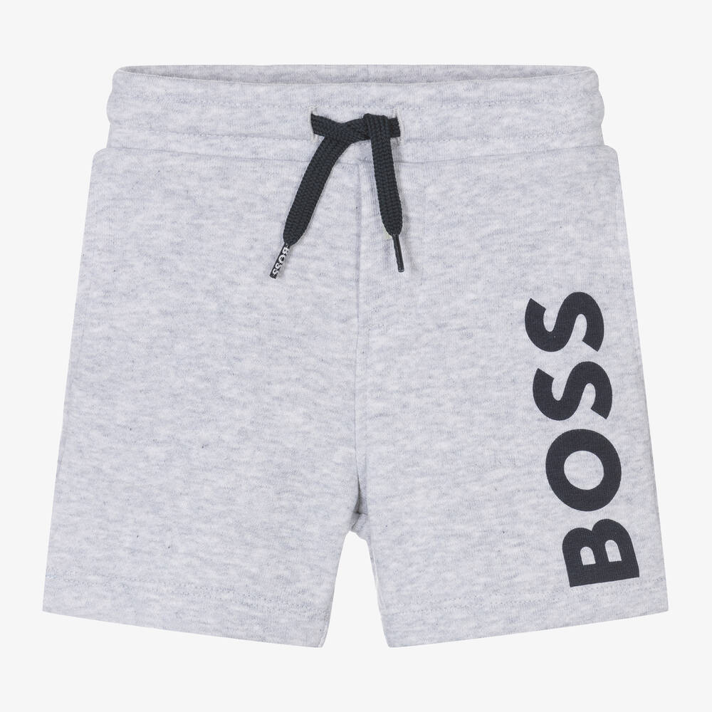 BOSS - Boys Grey Marl Cotton Jersey Shorts | Childrensalon