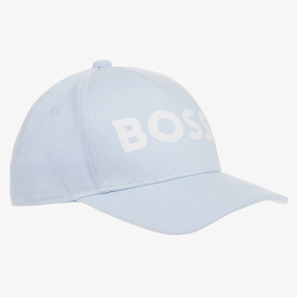 BOSS - Boys Light Blue Cotton Twill Cap | Childrensalon