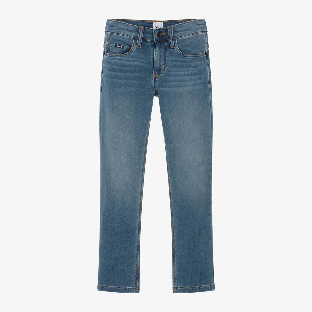 BOSS - Boys Light Blue Slim Fit Denim Jeans | Childrensalon