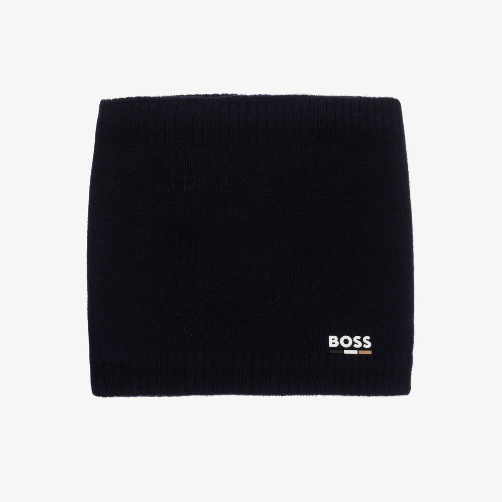 BOSS - Boys Navy Blue Knitted Snood | Childrensalon