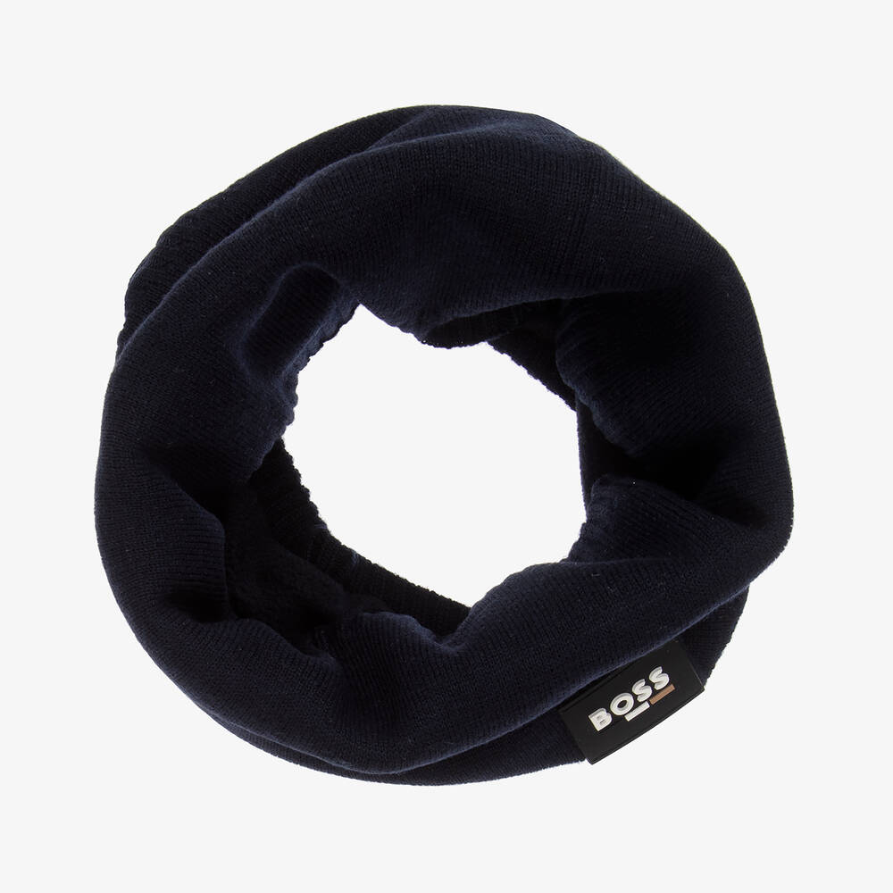 BOSS - Boys Navy Blue Knitted Snood | Childrensalon