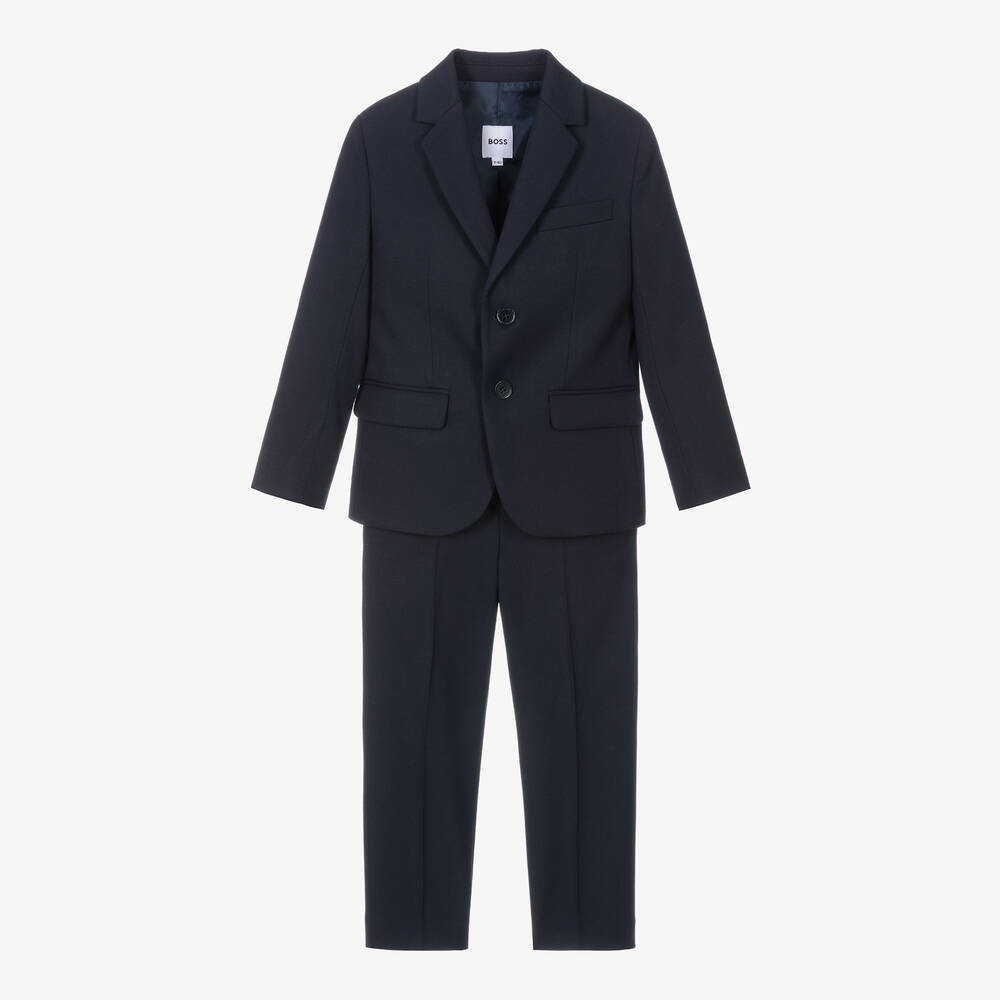 BOSS - Boys Navy Blue Twill Suit | Childrensalon