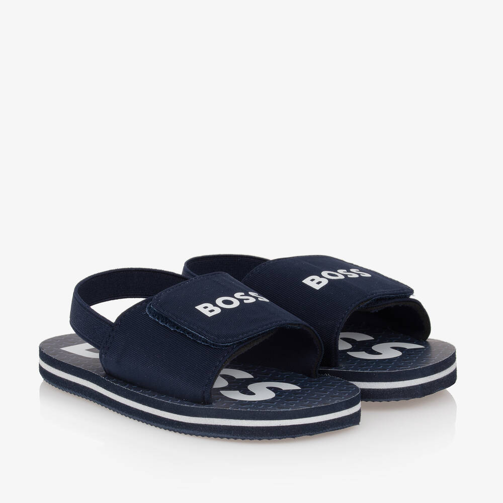 BOSS - Boys Navy Blue Velcro Sandals | Childrensalon