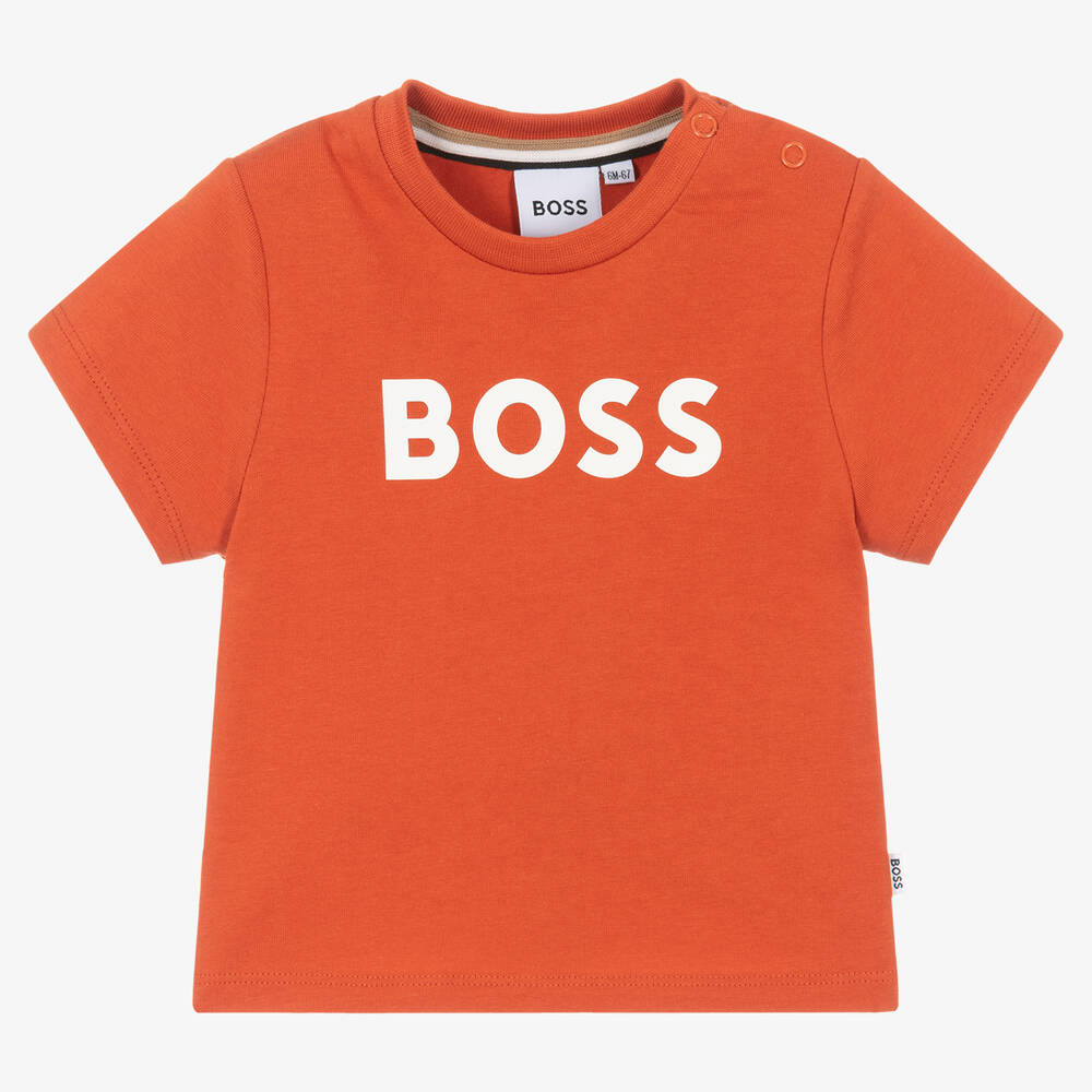 Boss Boys Orange Cotton T-Shirt