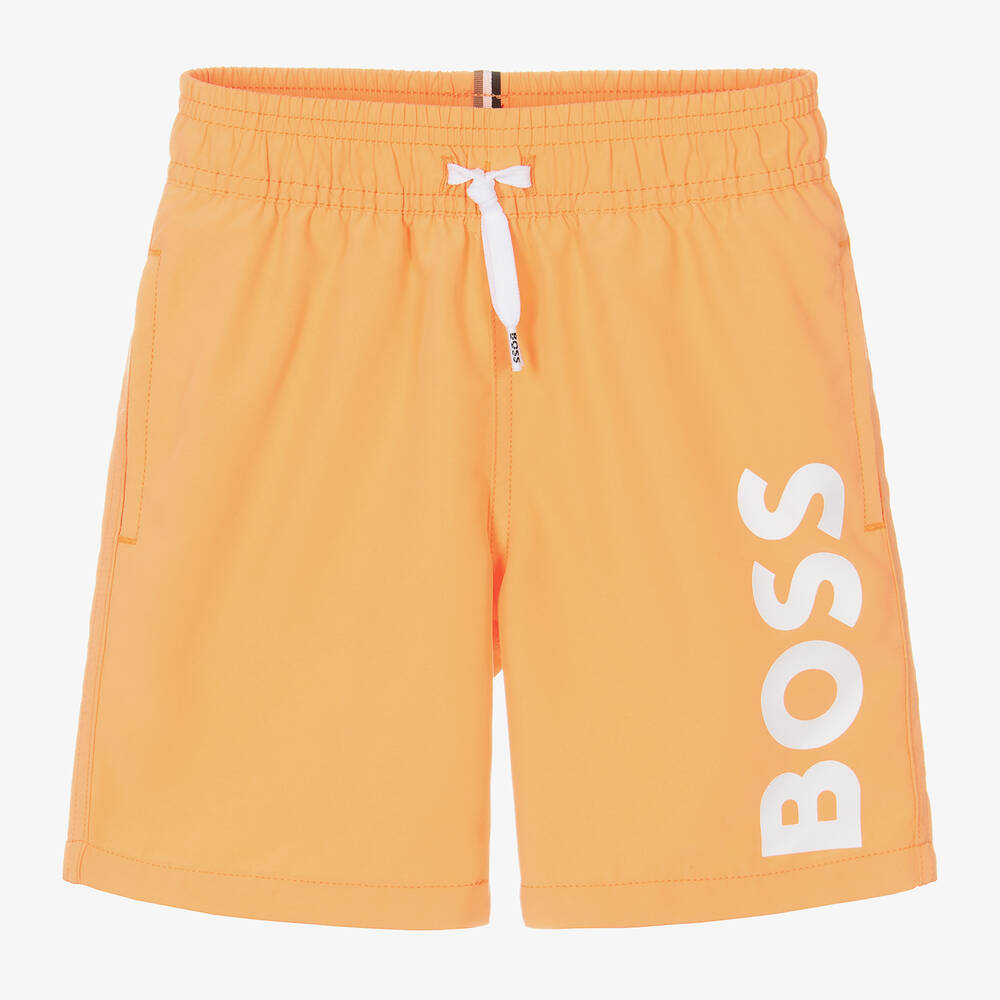 BOSS - Boys Orange Swim Shorts | Childrensalon