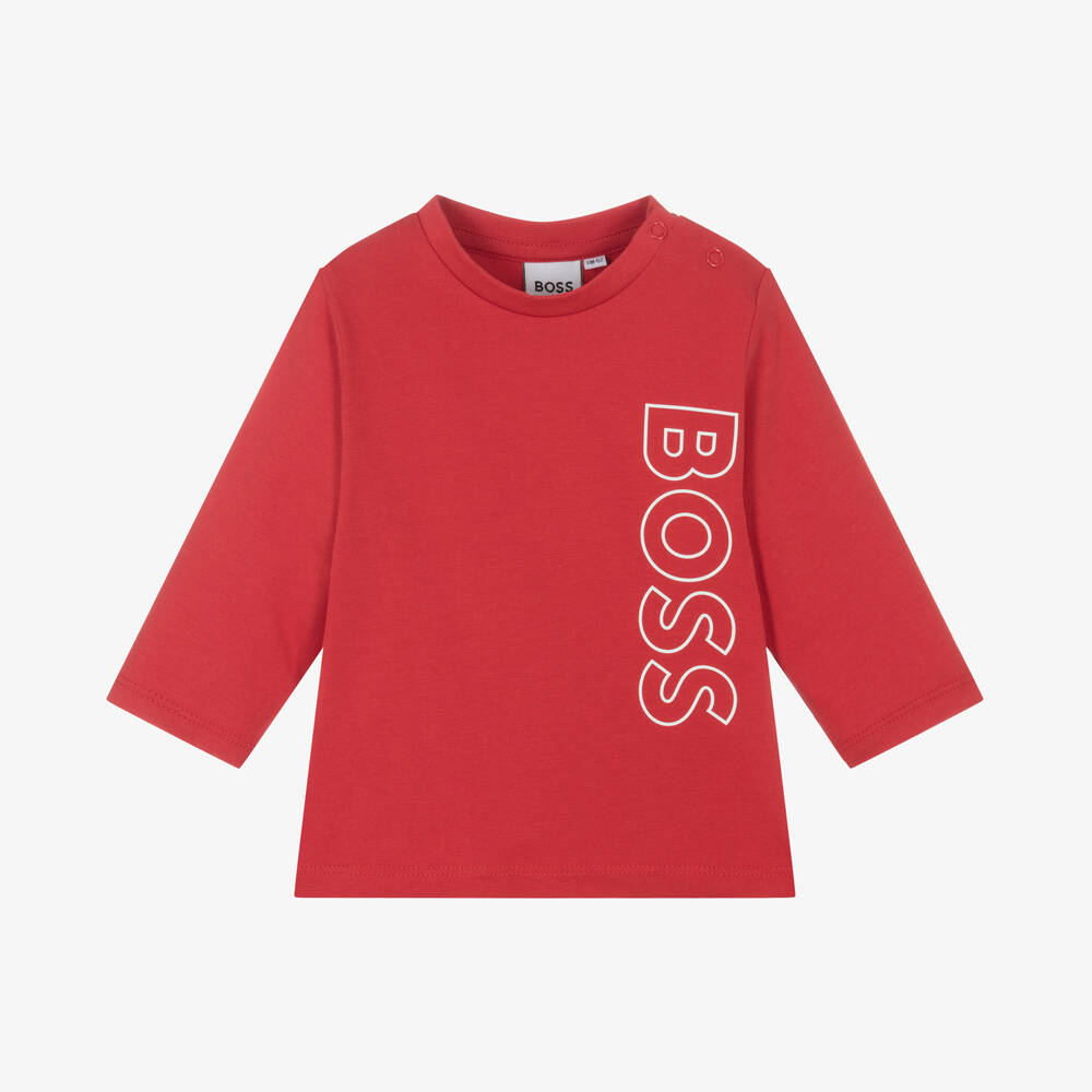 BOSS - Boys Red Cotton Top | Childrensalon