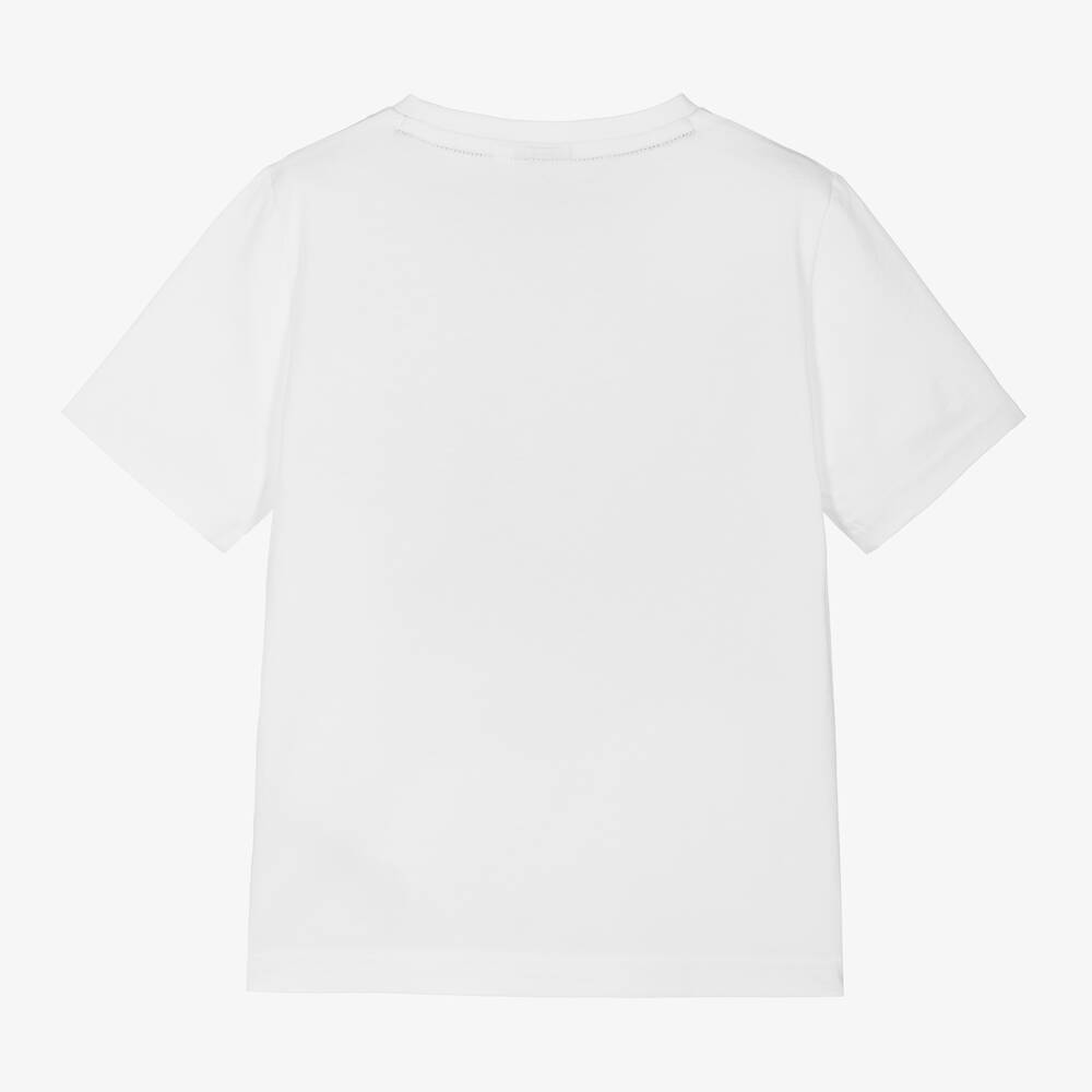 BOSS - Boys White Cotton T-Shirt | Childrensalon