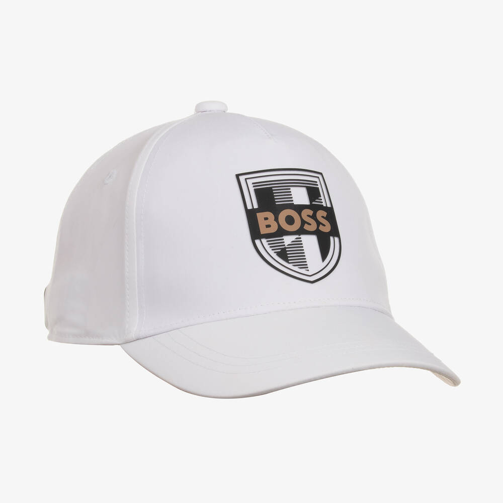 BOSS - Boys White Football Emblem Cap | Childrensalon