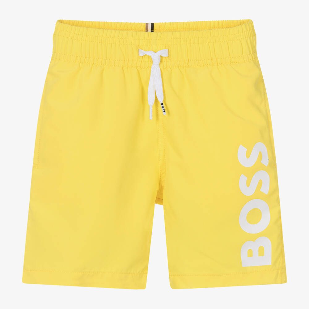 BOSS - Boys Yellow Swim Shorts | Childrensalon