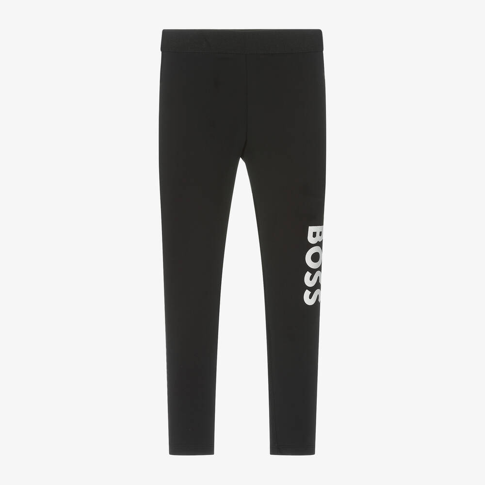 BOSS - Girls Black Leggings | Childrensalon