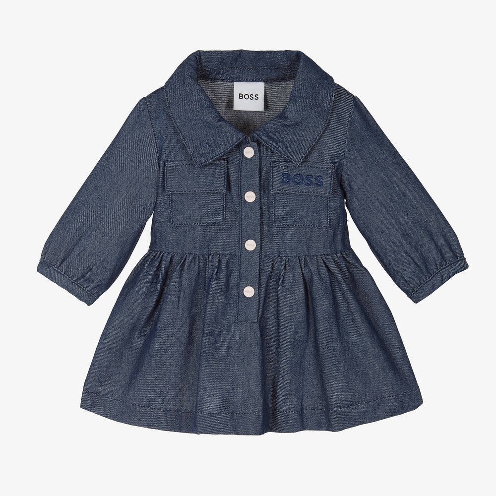 BOSS - Girls Blue Denim Dress | Childrensalon