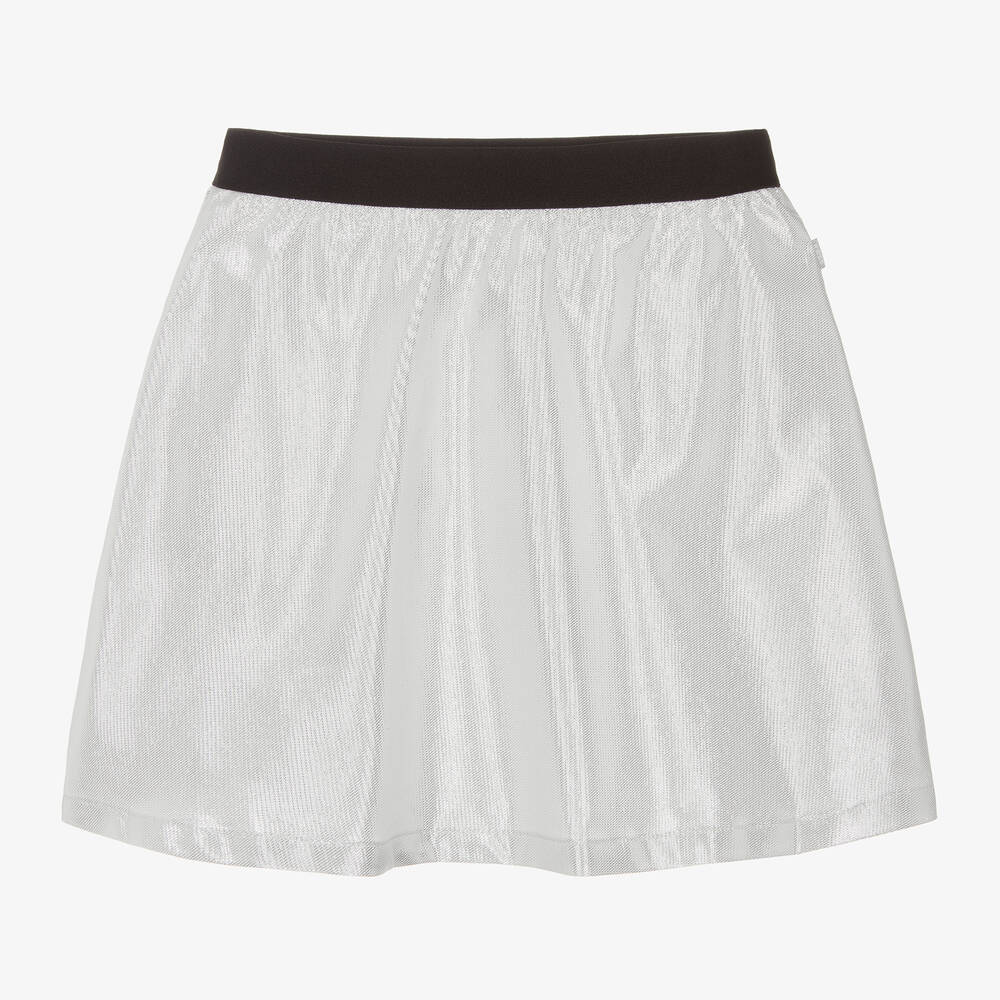 BOSS - Girls Metallic Silver Skirt | Childrensalon