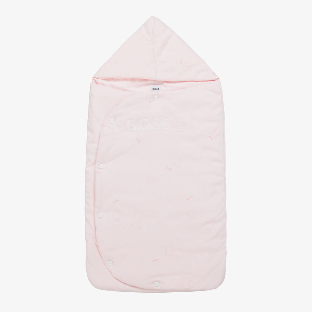 BOSS - Girls Pink Cotton Ginkgo Leaf Nest (80cm) | Childrensalon