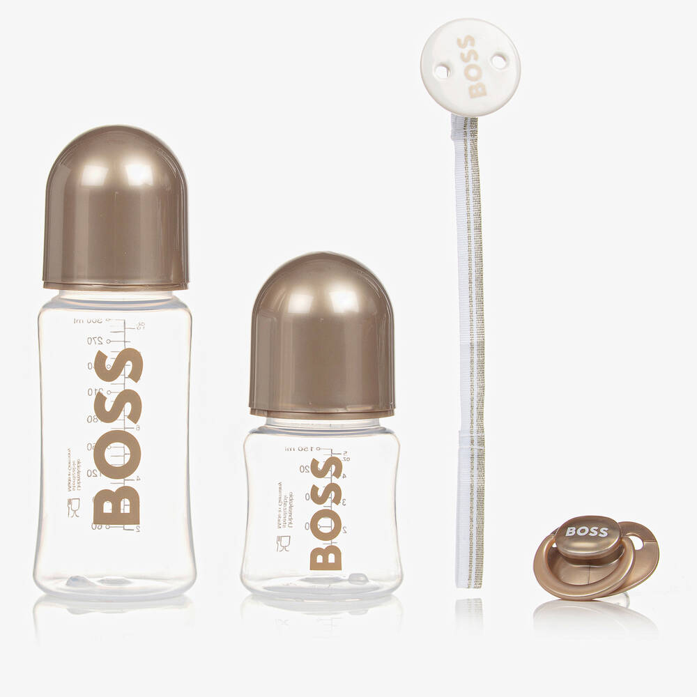 BOSS - Комплект золотистых бутылочек и пустышки для малышей | Childrensalon
